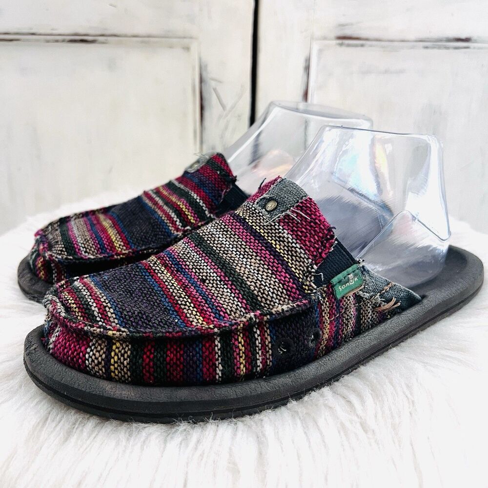 Sanuk Vagabond Southwestern Tribal Hemp Slip on Comfort Shoes - Womens Size 6